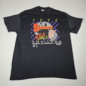VTG 1992 Portland Trail Blazers Shirt XXL NBA Finals Conference Made in USA 90s